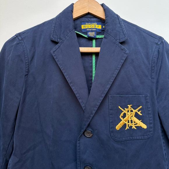Vintage Ralph Lauren Rugby Crested Navy Blue Blazer - Size 6 - Picture 4 of 7